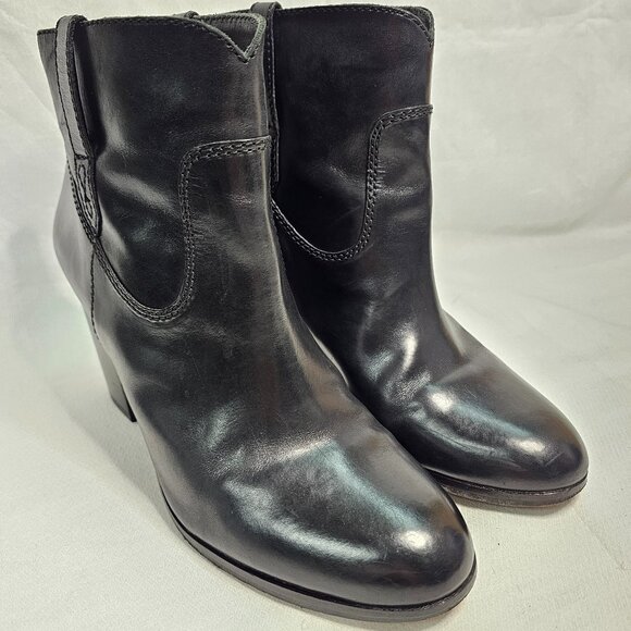 Frye Leather Ankle 3" Pull- on Heel Boot Black 3474670-BLK Women's Size 9.5M - Picture 4 of 14